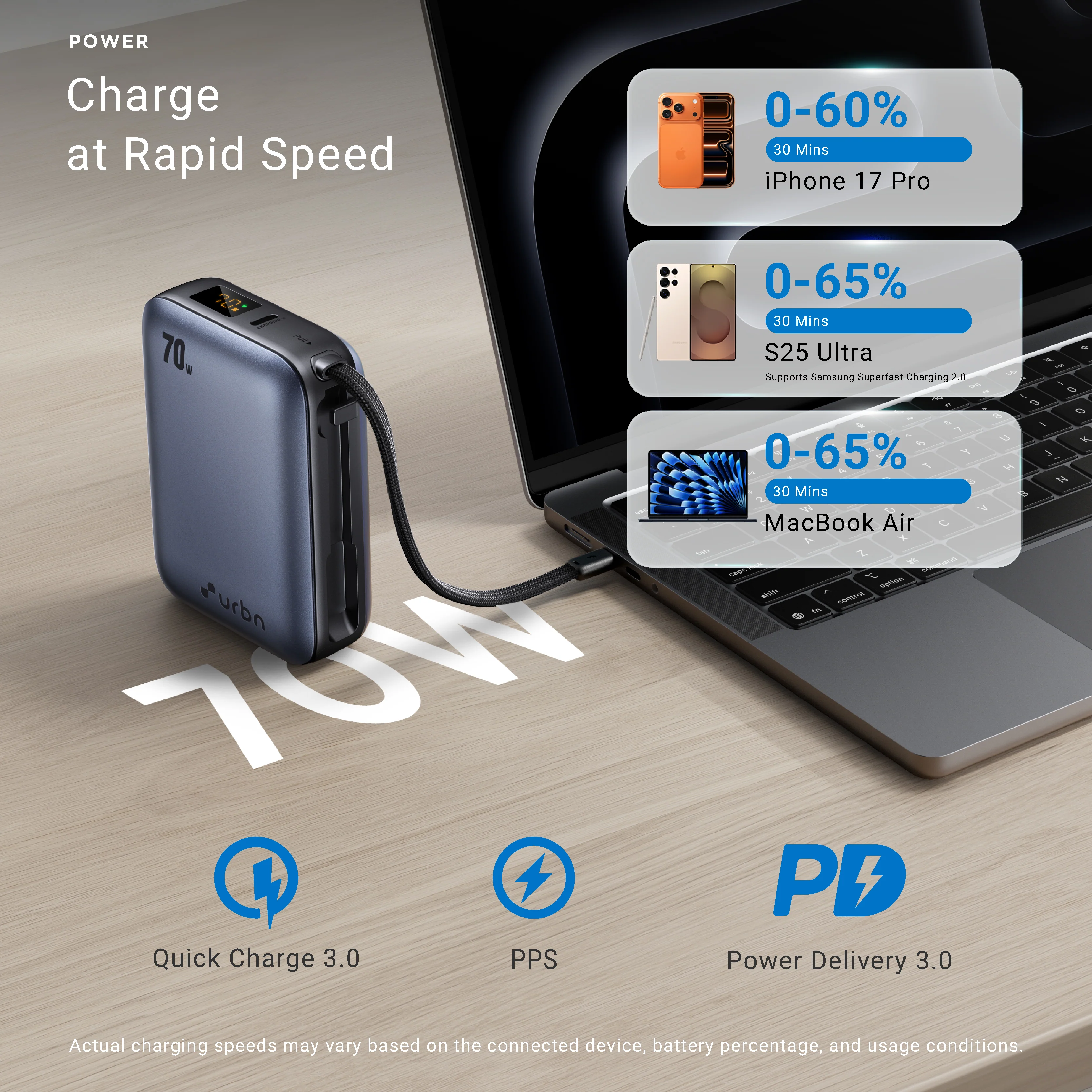 20,000 mAh Nano Zap 70W Power Bank - Image 28